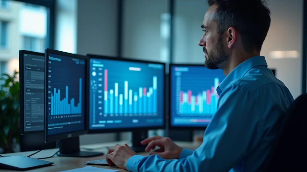 Профессиональная аналитика рынка с графиками и диаграммами на цифровом экране в офисе