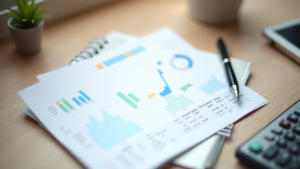 Таблица с данными о ценах на квартиры, калькулятор и ручка на столе, цифры и графики видны четко